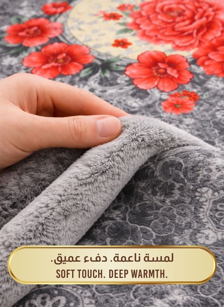 بريميم بطانية من فرو المنك الرمادي الزهري فائق النعومة بوزن ٦ كيلوجرامات – بطانية أنيقة سميكة فاخرة ودافئة - Image 4